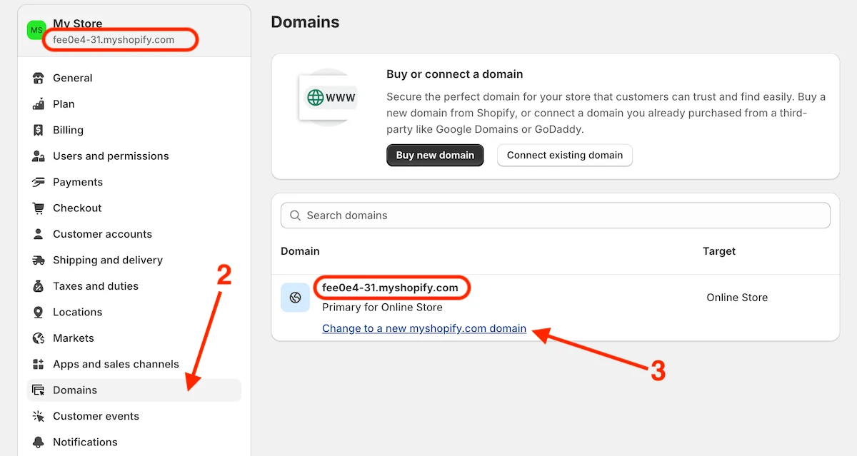 Navigate to the Domains settings and open the popup to change default subdomain name