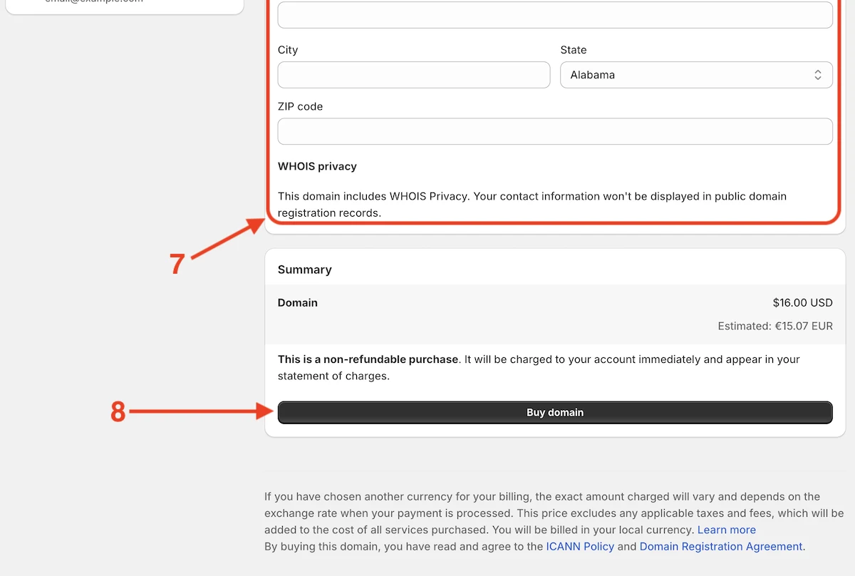 Buy a domain on Shopify