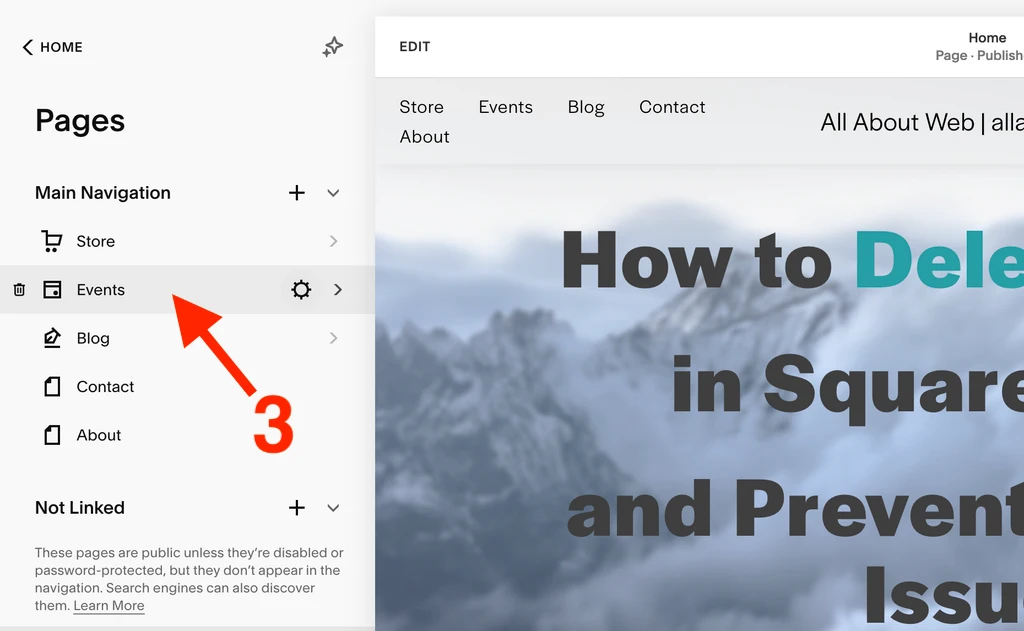 Navigate to Squarespace collection index page settings