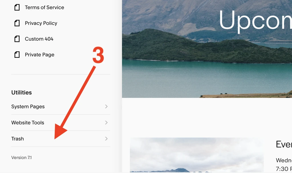 Go to the Squarespace trash of deleted pages