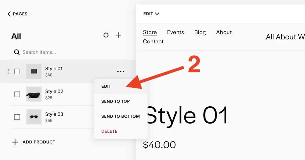 Edit the Store page settings in Squarespace