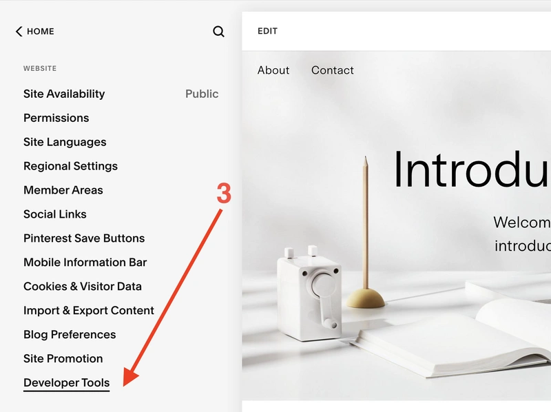 Go to the Squarespace website Developer Tools