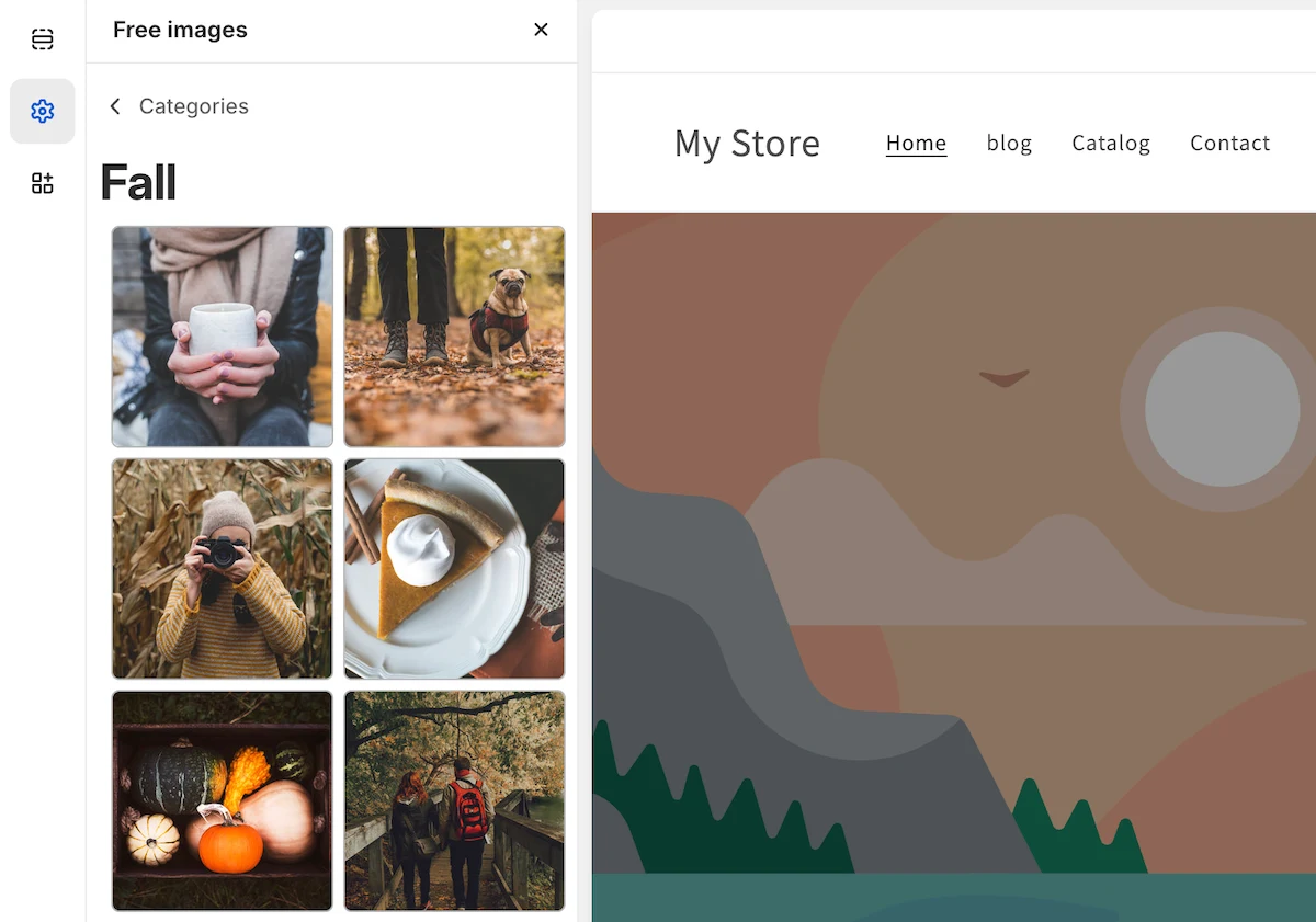 Select a favicon image from Shopify free images gallery