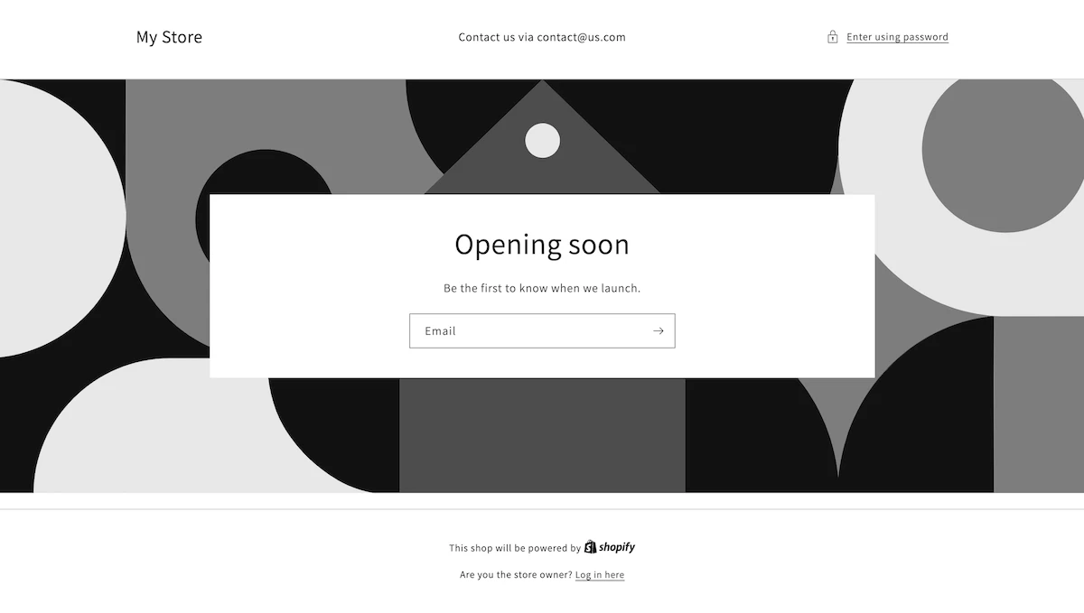 Default password page of a Shopify store (Dawn theme)