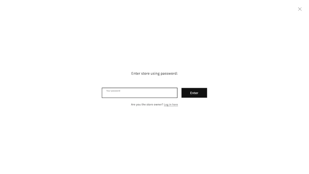 Password input of the default password page of a Shopify store (Dawn theme)