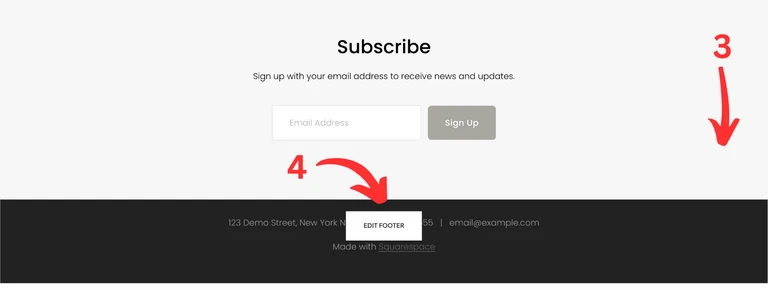 Edit Squarespace website footer