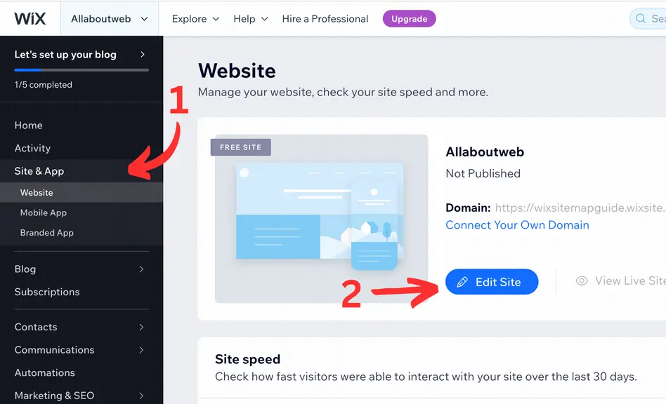 Visual instruction of how to find and edit a Wix website